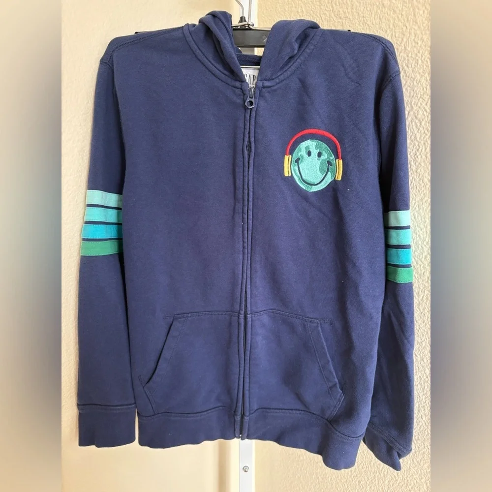 Gap Kids Earth Smiley Long Sleeve Zip Up Hoodie - Size XXL